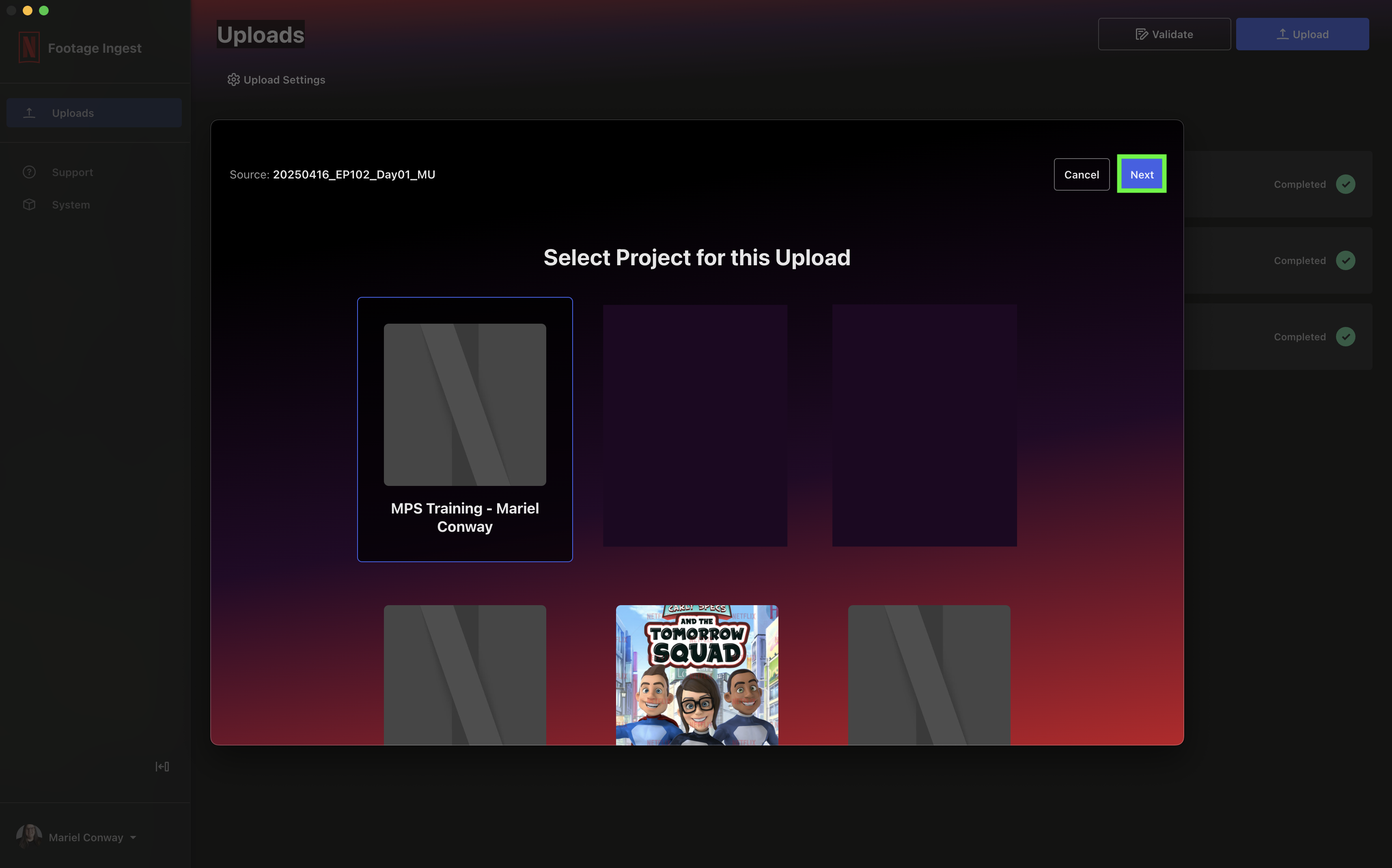 MPS_FootageIngest_ProjectSelect.png